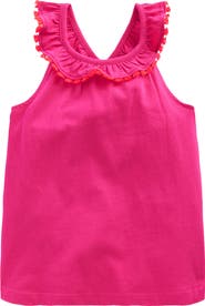 Mini Boden Kids' Ruffle Neck Cotton Top