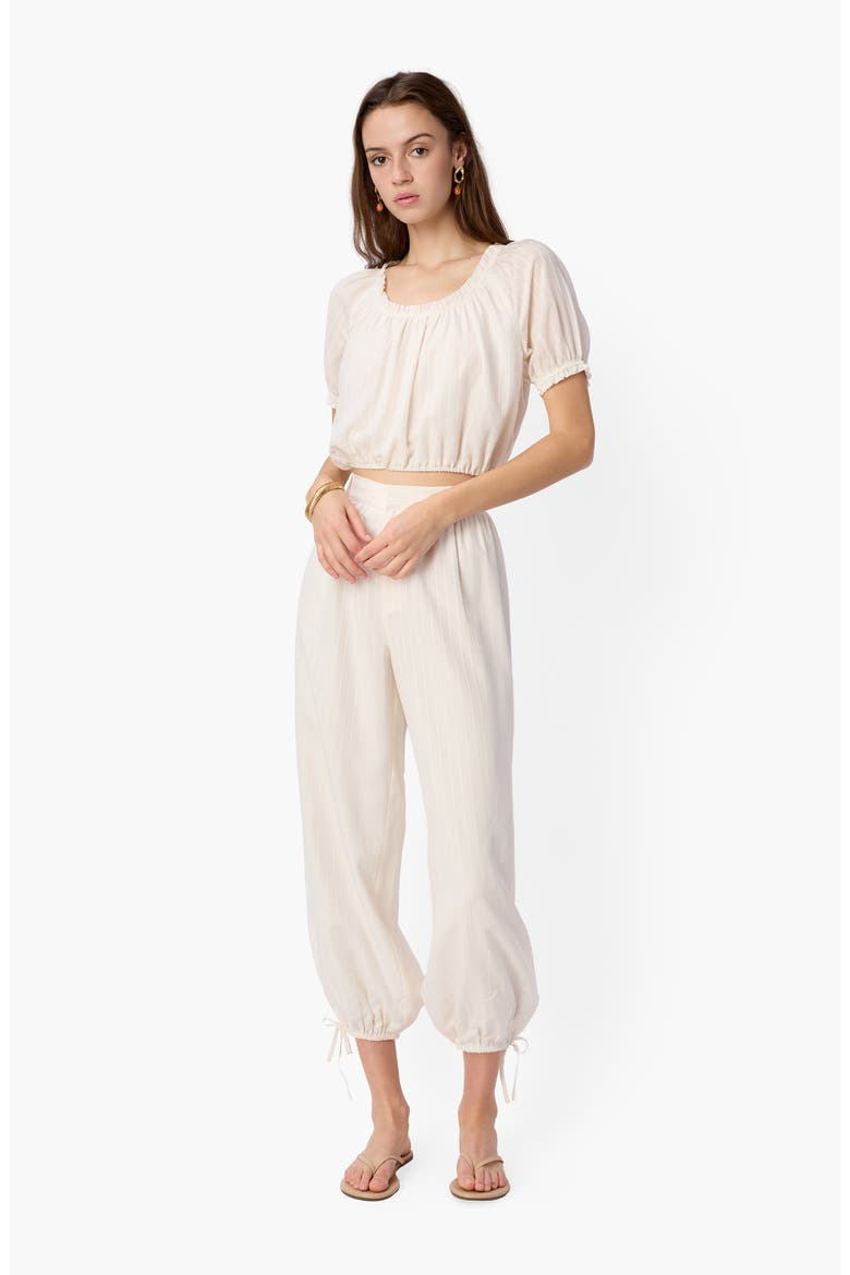 Tessie Cotton & Silk Trousers, Alternate, color, MACADAMIA