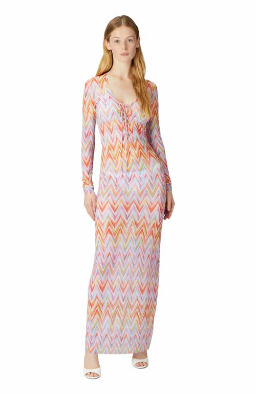 Missoni Fitted Long Cover-up In Printed Tulle In Multi