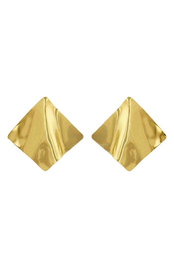 Panacea Bold Diamond Shape Stud Earrings In Gold