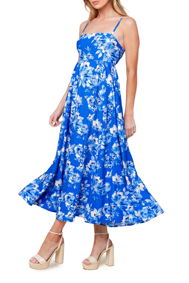 Floral Tie Back Maxi Dress, Alternate, color, BLUE MULTI