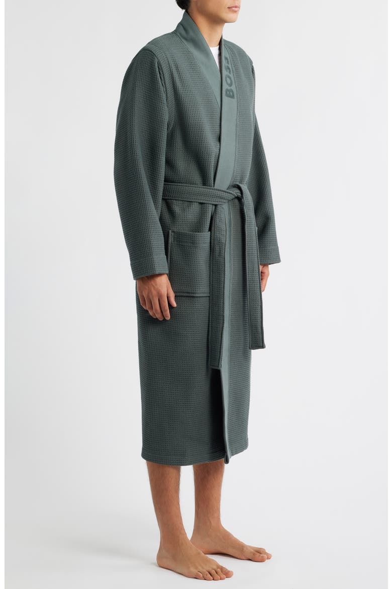 Waffle Knit Kimono Robe, Alternate, color, OPEN GREEN