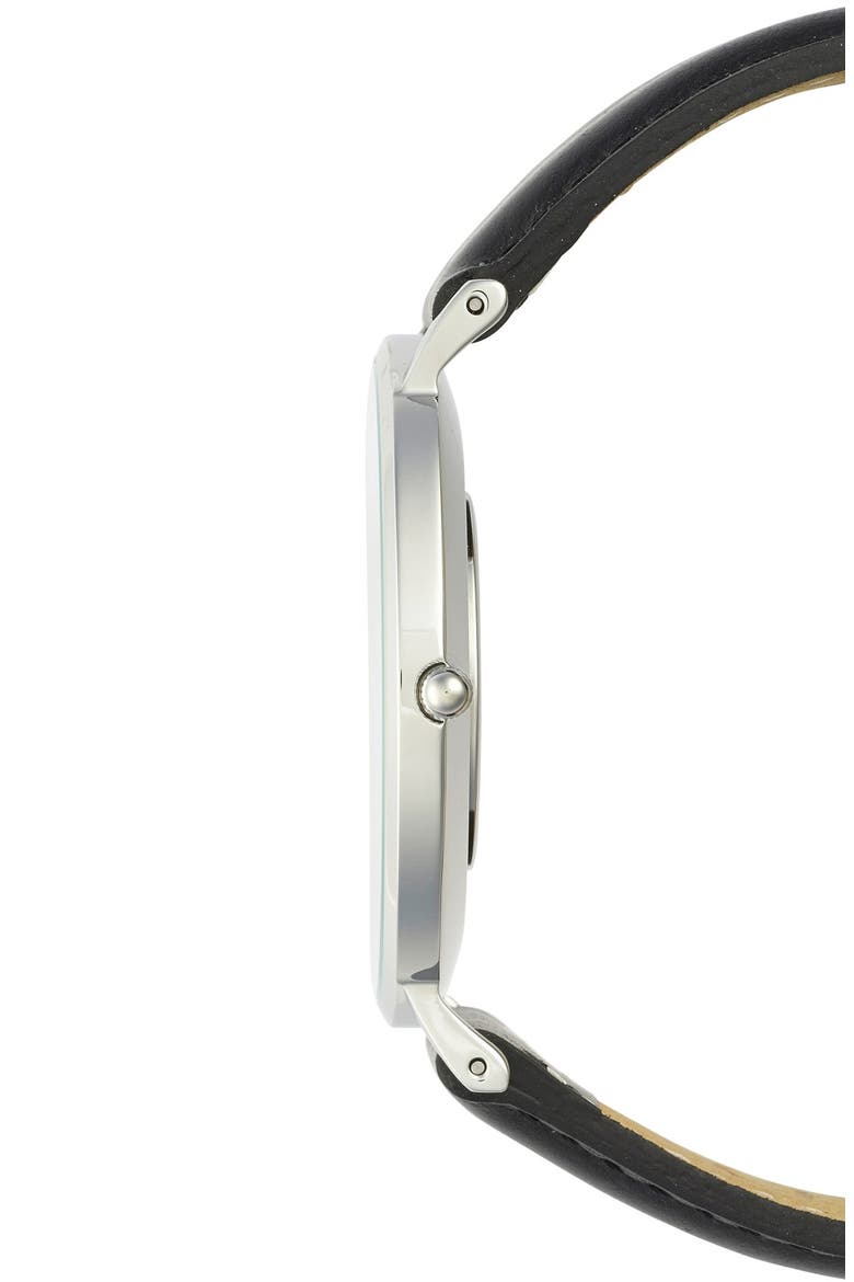 'Classic Sheffield' Leather Strap Watch, 40mm, Alternate, color, SILVER/WHITE/SILVER