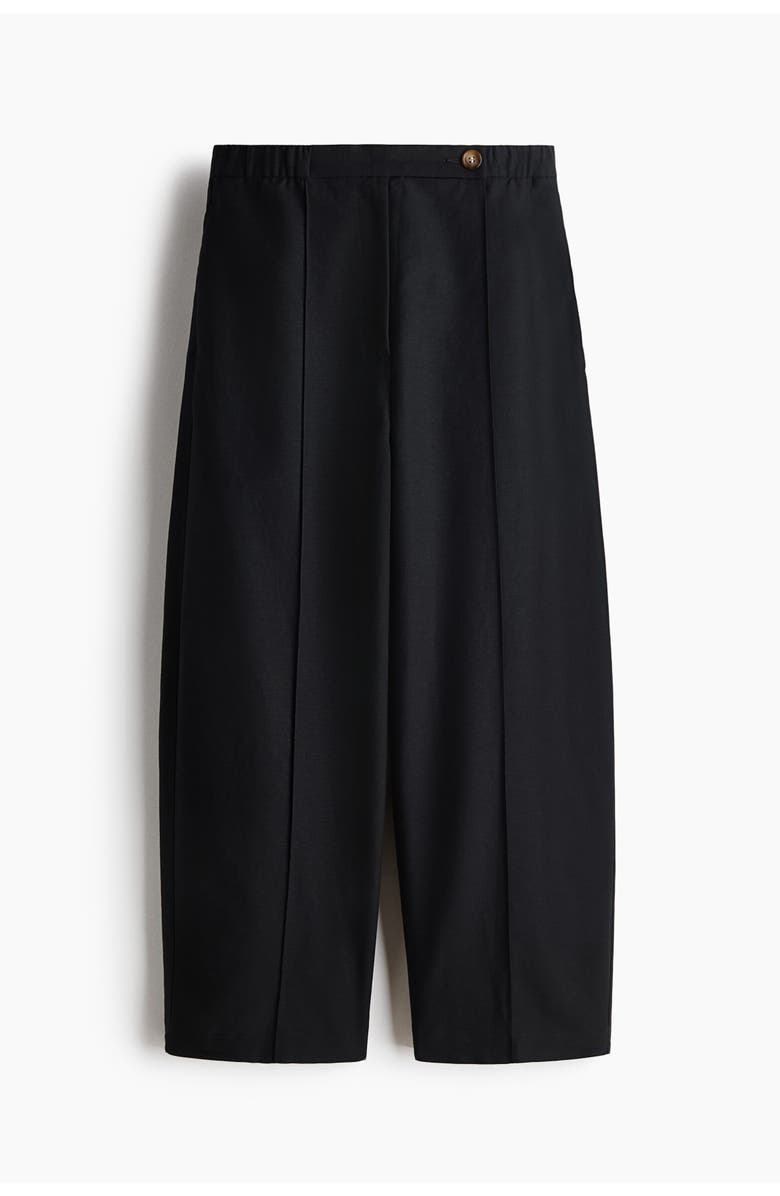 H&M Linen-blend Barrel Trousers, Main, color, Black