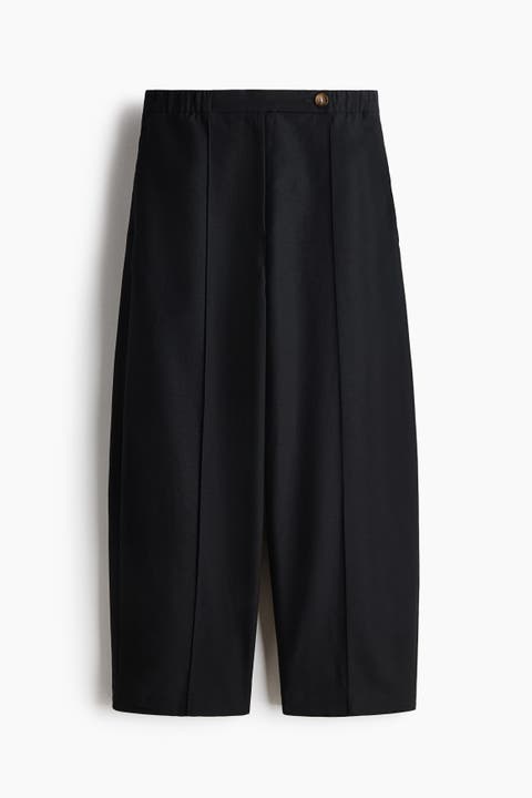Linen-blend Barrel Trousers