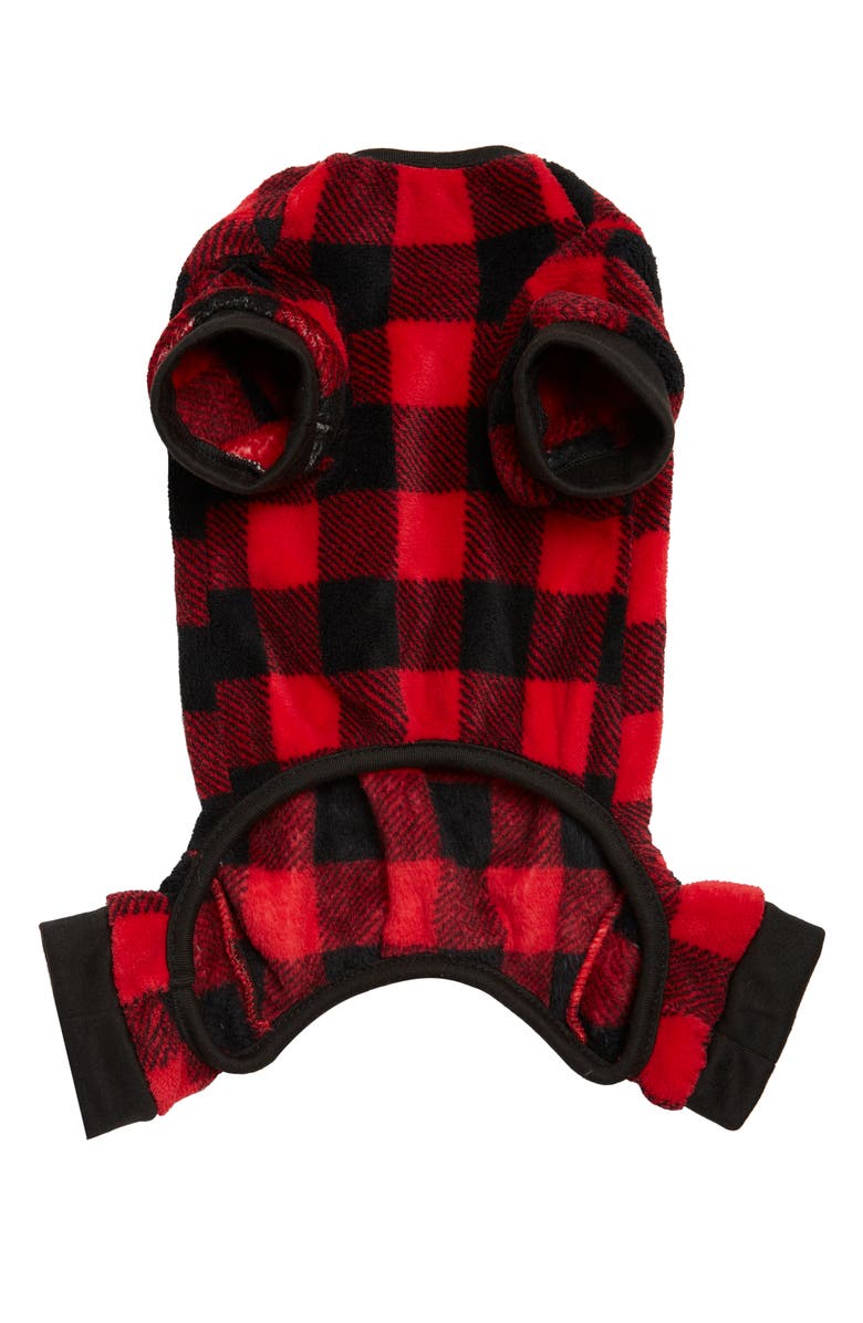 HOTEL DOGGY Buffalo Check Plush Dog Jumpsuit, Alternate, color, 