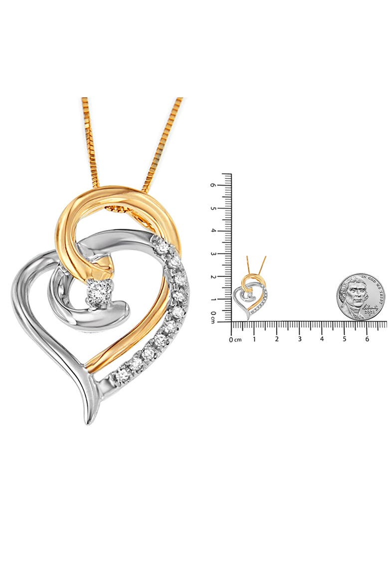 10K Gold Diamond Accent Open Double Heart Spiral Curl Pendant Necklace, Alternate, color, Yellow