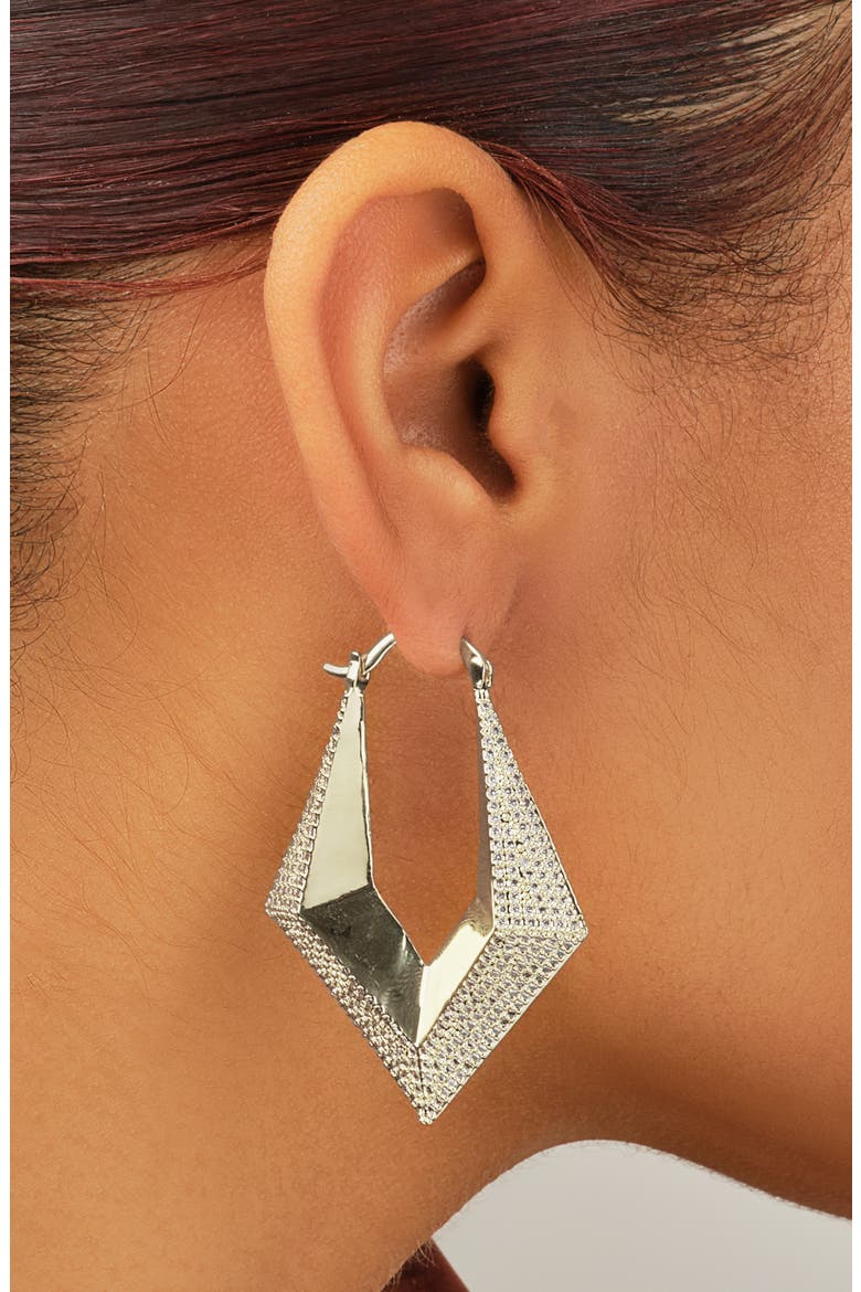 Charlize Pavé Hoop Earrings, Alternate, color, SILVER