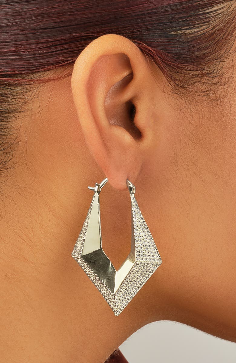 Sterling Forever Charlize Pavé Hoop Earrings, Alternate, color, 