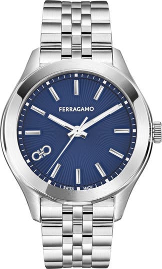 【FERRAGAMO】Vega Bracelet Watch ブルー文字盤 38mm Ferragamo Womens Vega Stainless Steel 38mm Bracelet Fashion