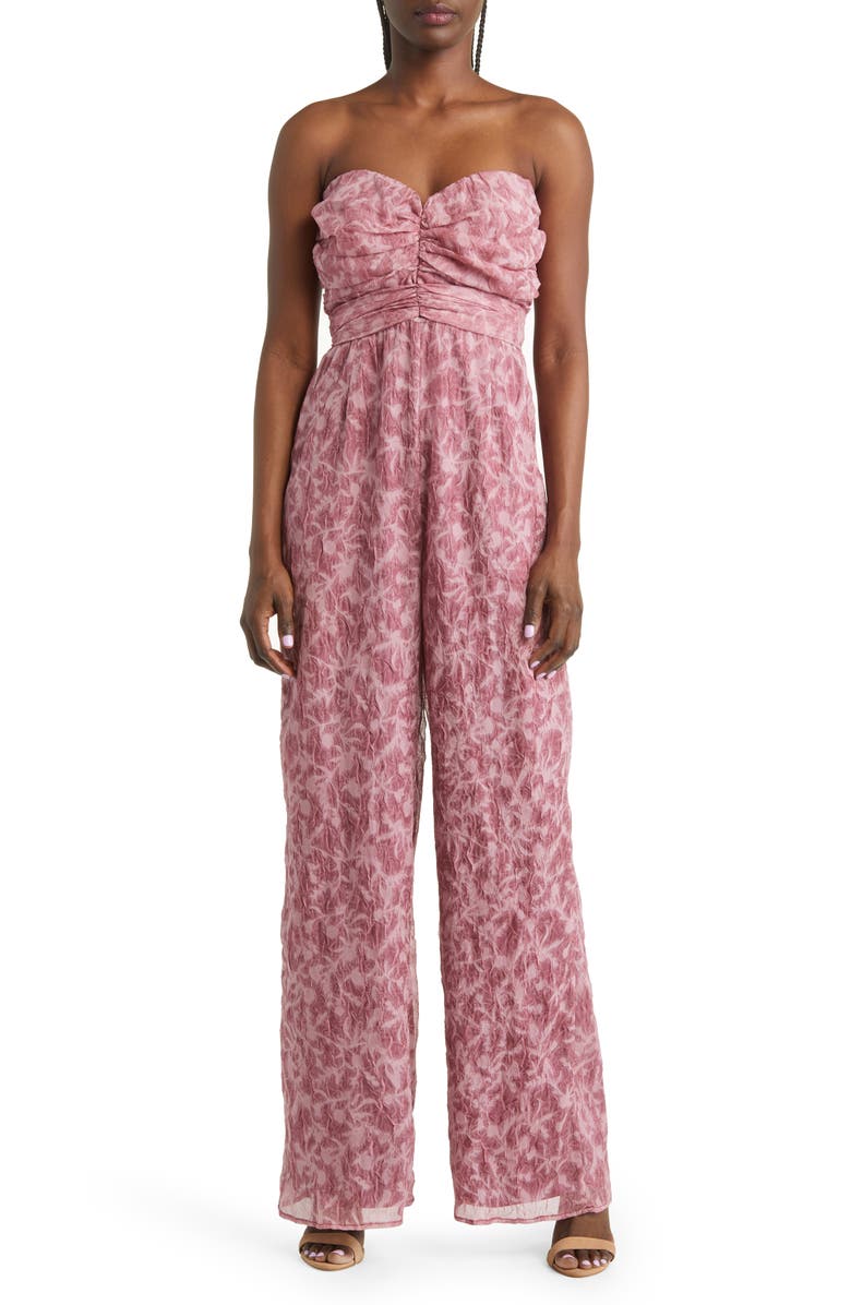 Lulus Lasting Love Textured Organza Strapless Jumpsuit, Main, color, 