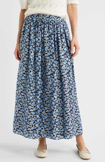 Caslon® Print Pleated Maxi Skirt