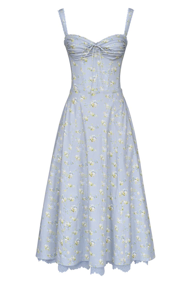 Rosalee Floral Stretch Cotton Petticoat Dress, Alternate, color, BLUE WILDFLOWER