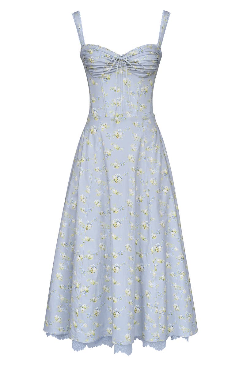 HOUSE OF CB Rosalee Floral Stretch Cotton Petticoat Dress, Alternate, color, Blue Wildflower