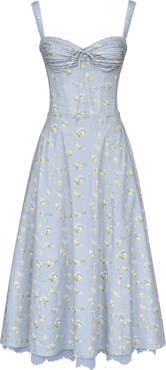 HOUSE OF CB Rosalee Floral Stretch Cotton Petticoat Dress