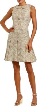 Mac Duggal Sleeveless Boucle Mini Dress with Soft Pleats