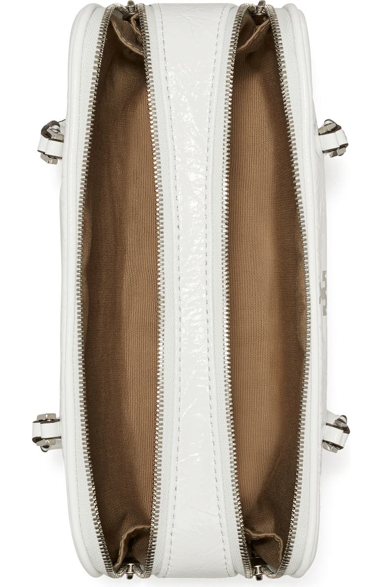 Tory Burch Micro Marshmallow T Monogram Crinkle Leather Satchel, Alternate, color, White