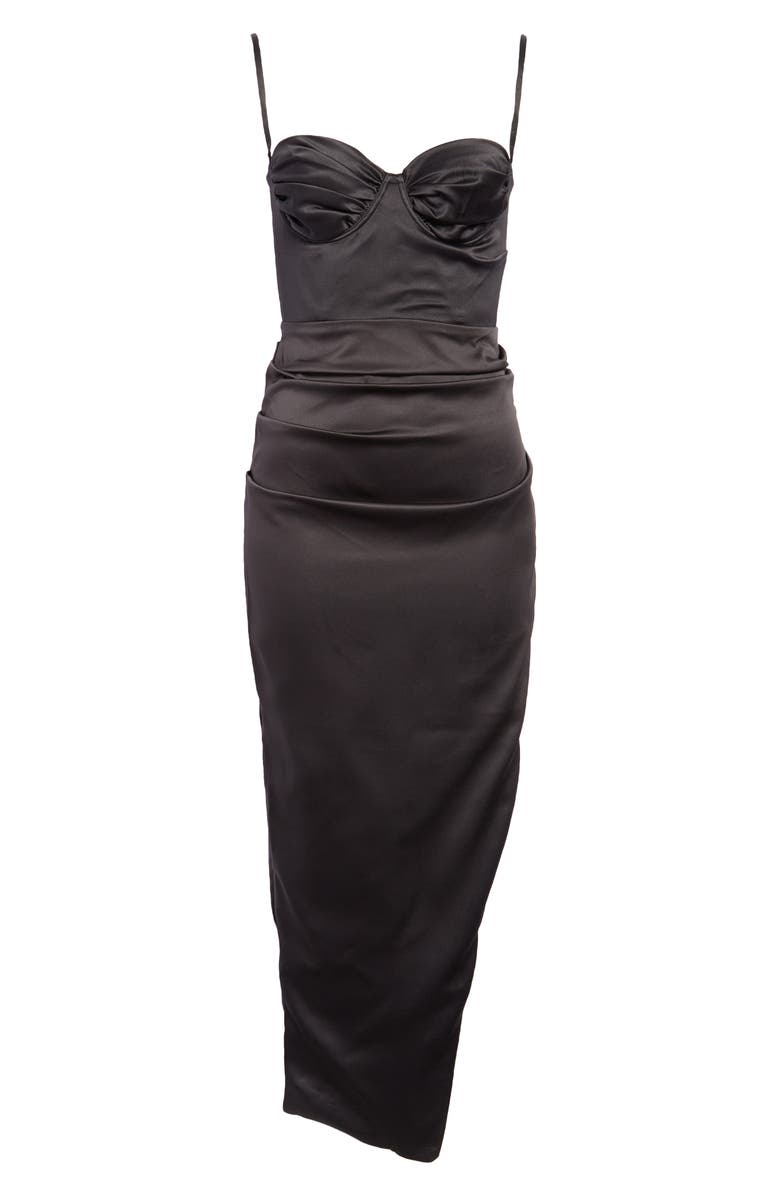 Flora Pleated Satin Midi Dress