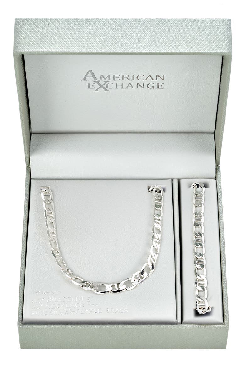 Men's Mariner Figaro Necklace & Bracelet Set, Main, color, SILVER