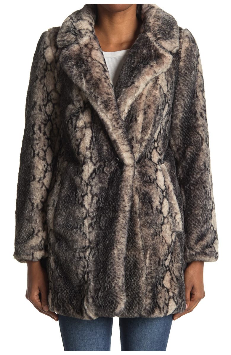 BCBGeneration Faux Fur Python Coat, Alternate, color,