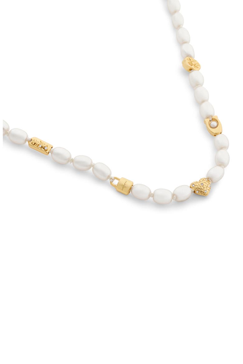 Iconic Faux Pearl Beaded Station Necklace, Alternate, color, PEARL/ GOLD