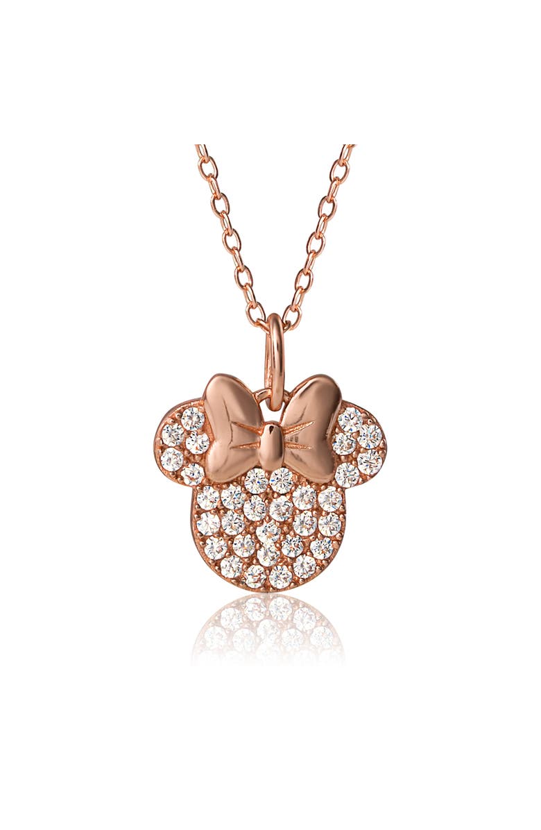 Disney Pavé Pendant Necklace in Rose Gold-Tone, Main, color, Rose Gold/Clear