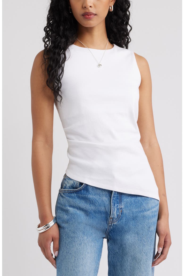 Asymmetric Rib Cotton Tank, Main, color, WHITE