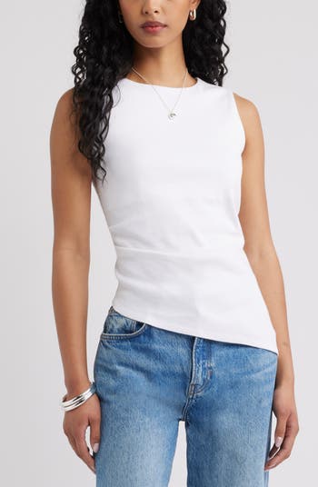 Open Edit Asymmetric Rib Cotton Tank | Nordstrom