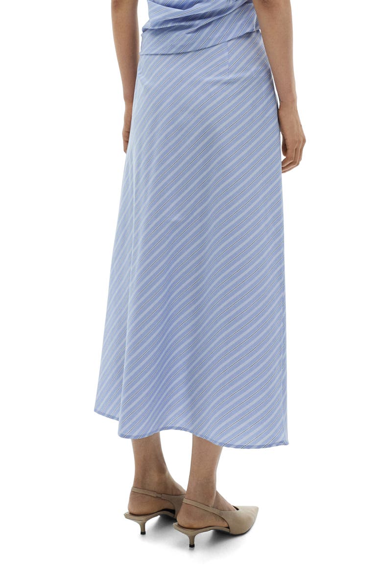 Pinstripe Stretch Cotton Blend Midi Skirt, Alternate, color, BLUE