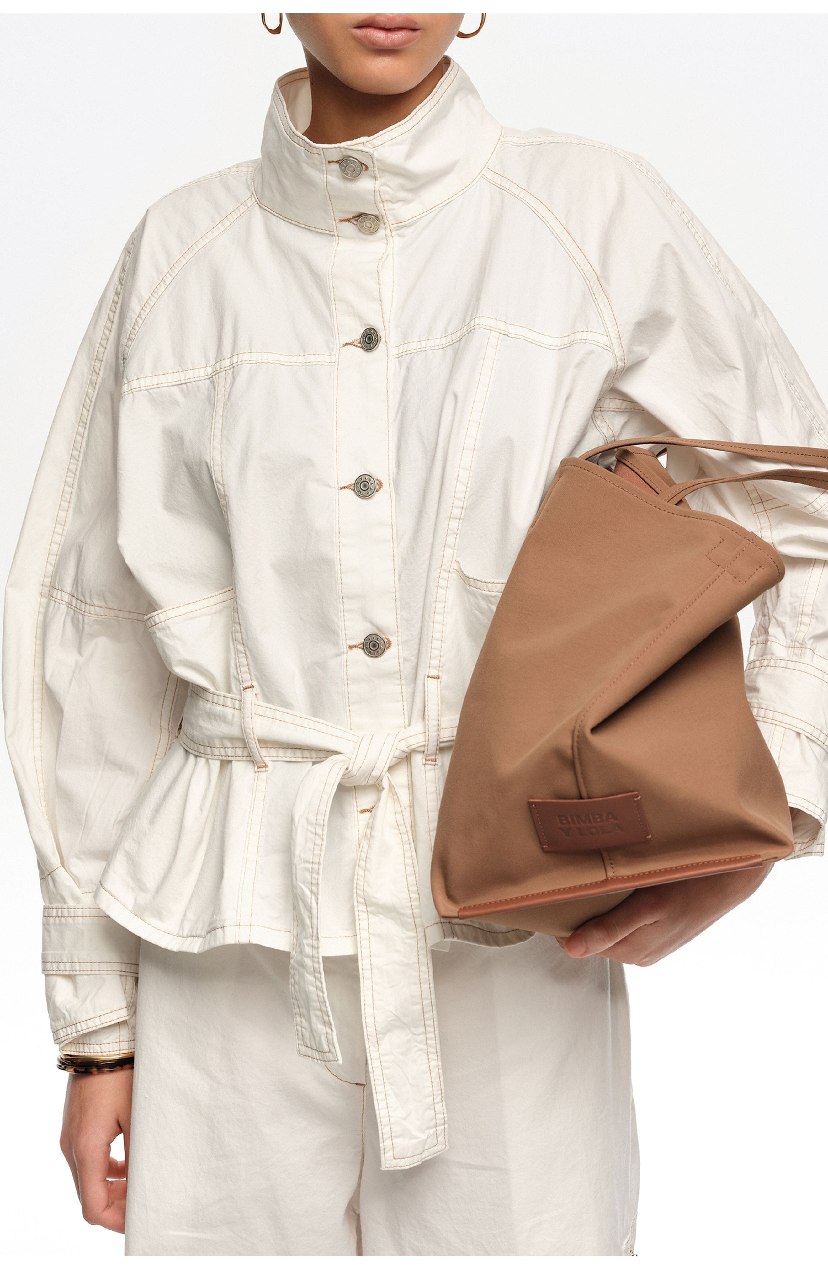 Bimba y Lola Large Gabardine Shopper Bag, Alternate, color, Cinnamon