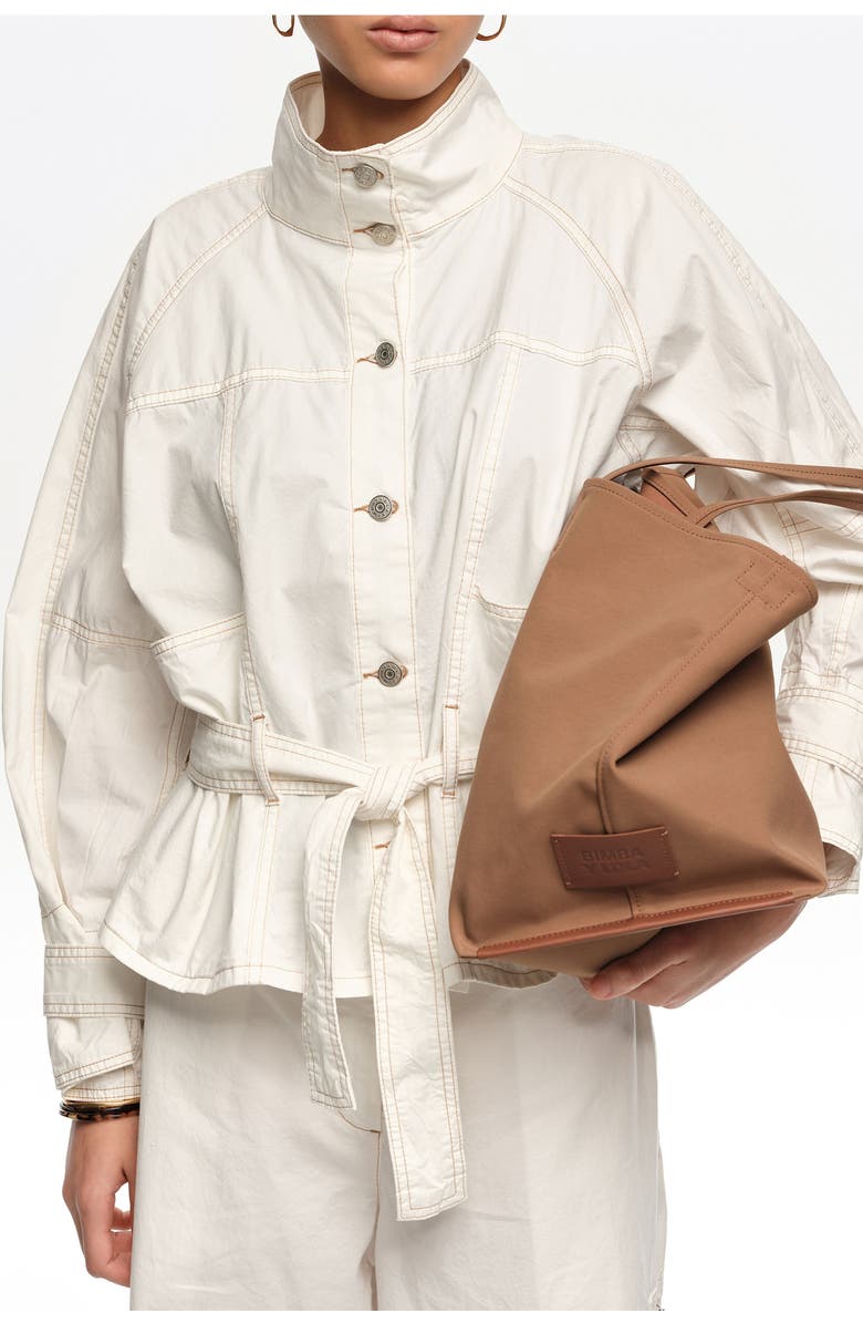 Bimba y Lola Large Gabardine Shopper Bag, Alternate, color, Cinnamon