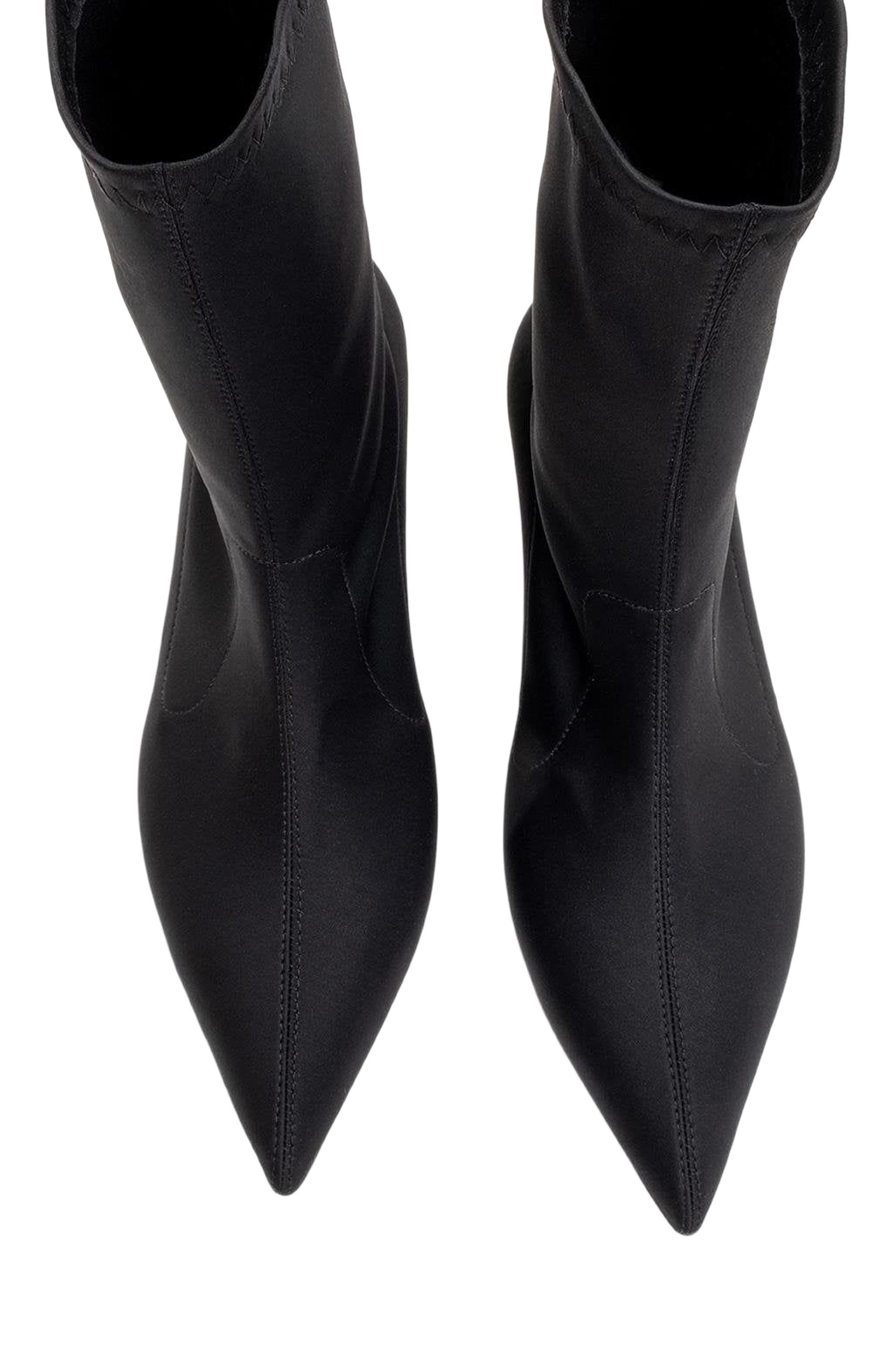 Prologue Shoes Lewin Pointed Toe Stiletto Boot, Alternate, color, Black Faux Stretch Leather