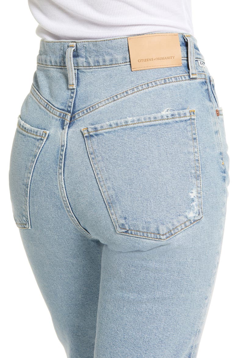 Daphne High Waist Raw Hem Crop Stovepipe Jeans, Alternate, color, CHECKMATE