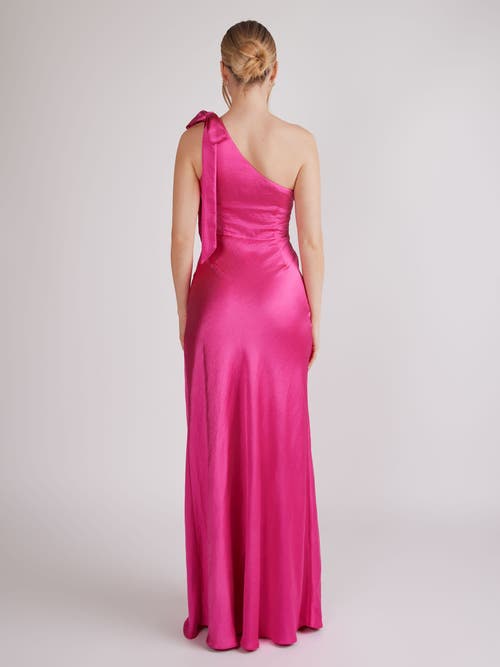 Six Stories Bow One Shoulder Satin Bridesmaid Dress In Pink