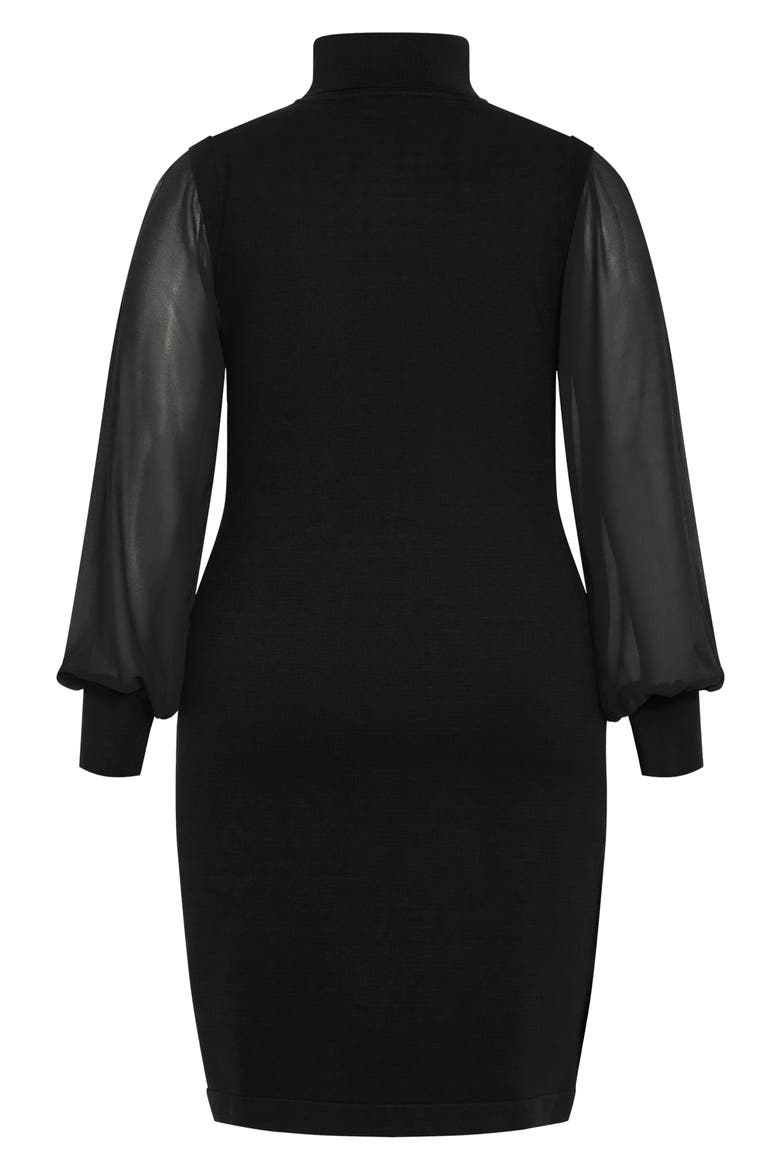 Tahlia Sheer Long Sleeve Sweater Dress, Alternate, color, BLACK