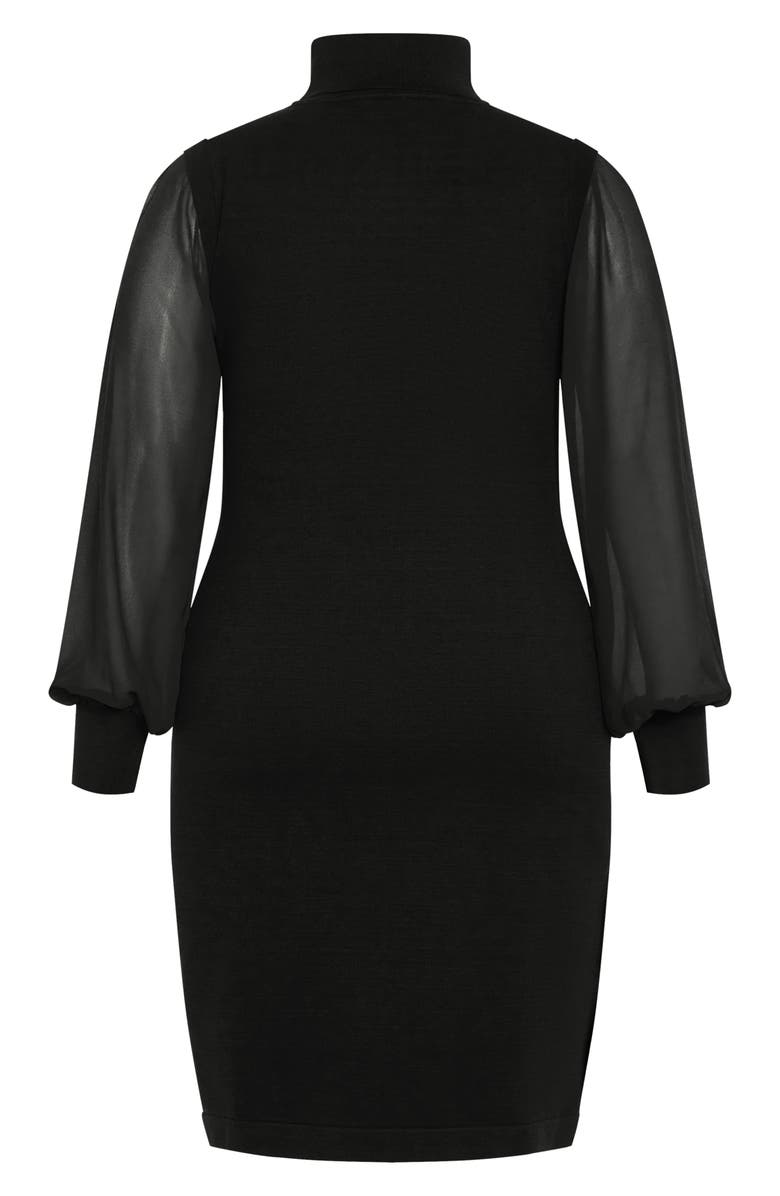 City Chic Tahlia Sheer Long Sleeve Sweater Dress, Alternate, color, 