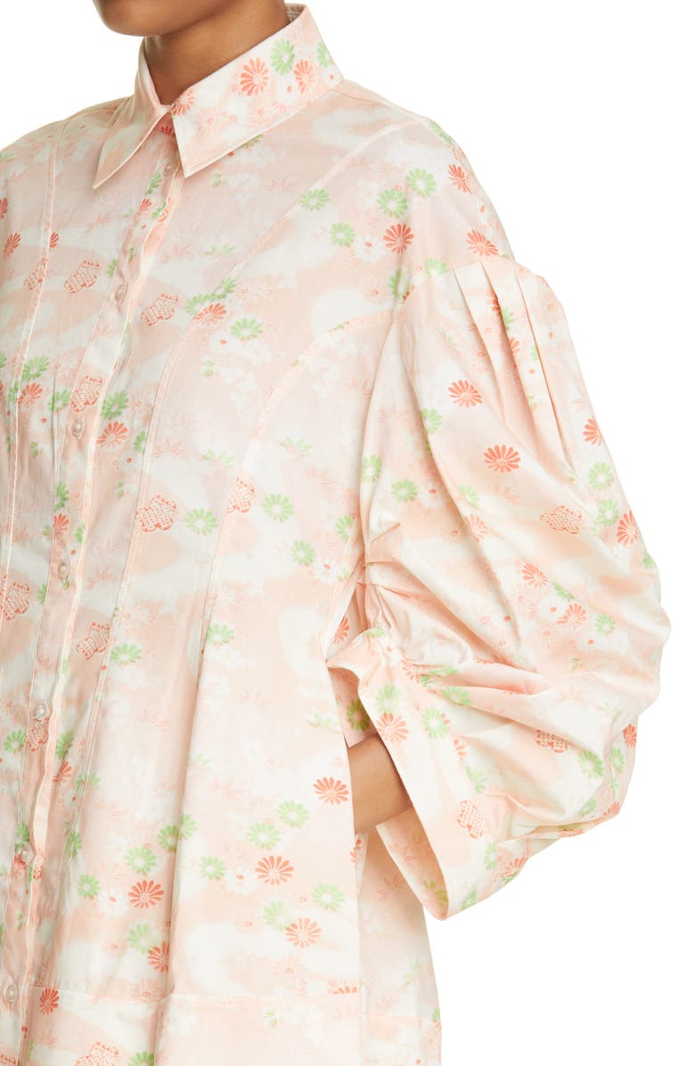 Simone Rocha Floral Puff Sleeve Cotton Dress, Alternate, color,