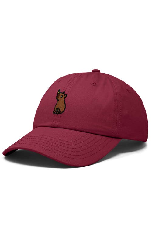 Dalix Capybara Embroidered Everyday Hat In Maroon