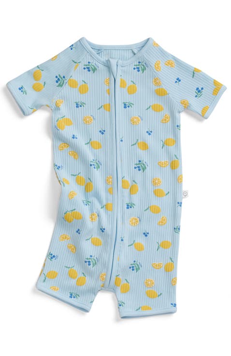 Printed Ribbed Summer Zip-Up Sleepsuit