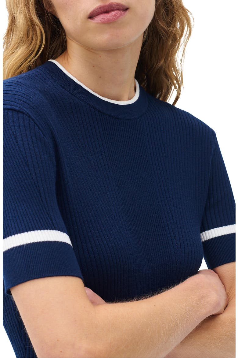 Kassy Rib Short Sleeve Sweater, Alternate, color, NAVY