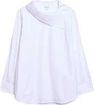 Bottega Veneta Asymmetric Draped Collar Cotton Poplin Shirt