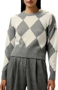 Lilysilk Women's Round Neck Diamond Pattern Cashmere Sweater