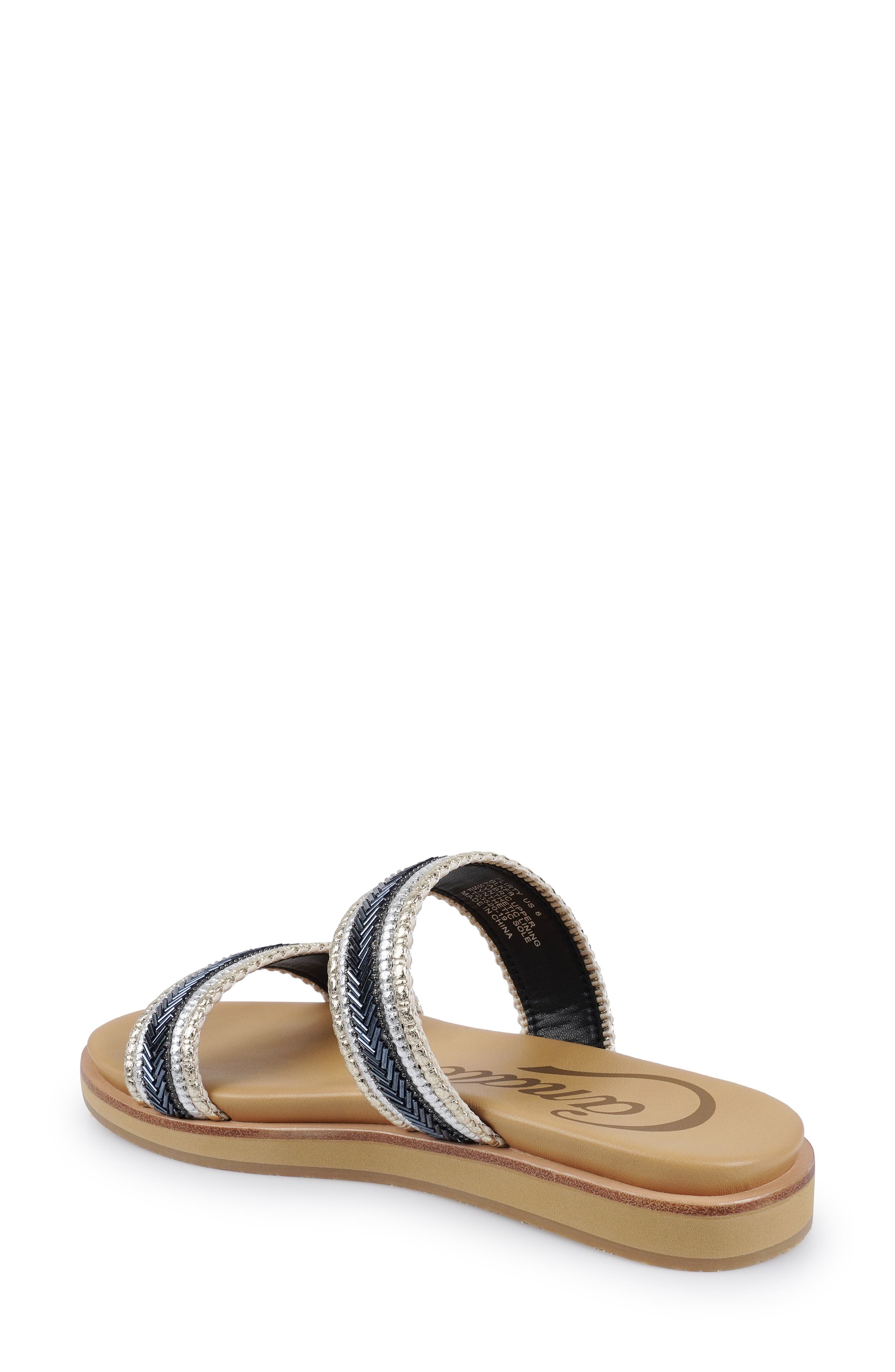 Candie's Two Strap Sandal, Alternate, color, Black Fabric