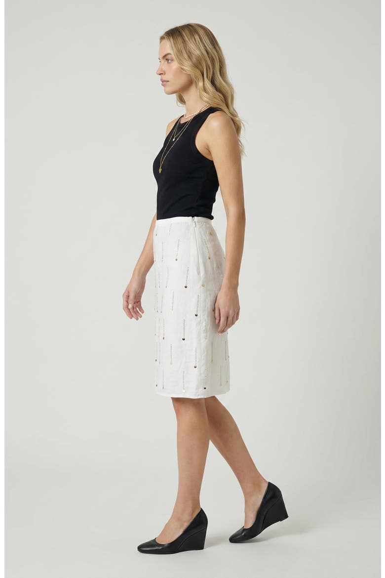 Sequined Beaded Embellished Mini Skirt, Alternate, color, White