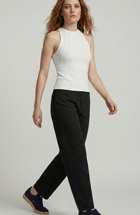 Callie Rib Halter Top with Seam Shaping