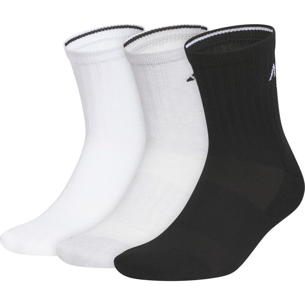 adidas Cushioned Sport 5.0 3-Pack Quarter Socks in White/Onix Grey/Black at Nordstrom Rack, Size Large