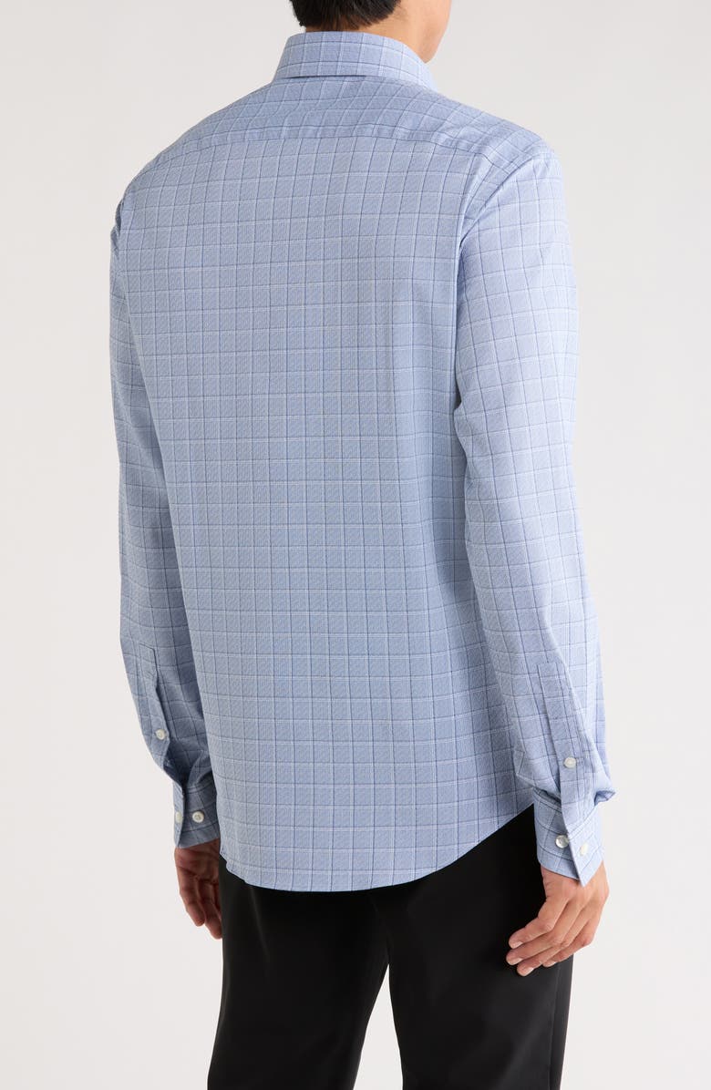 Michael Kors Grid Print Slim Fit Performance Dress Shirt, Alternate, color, Blue