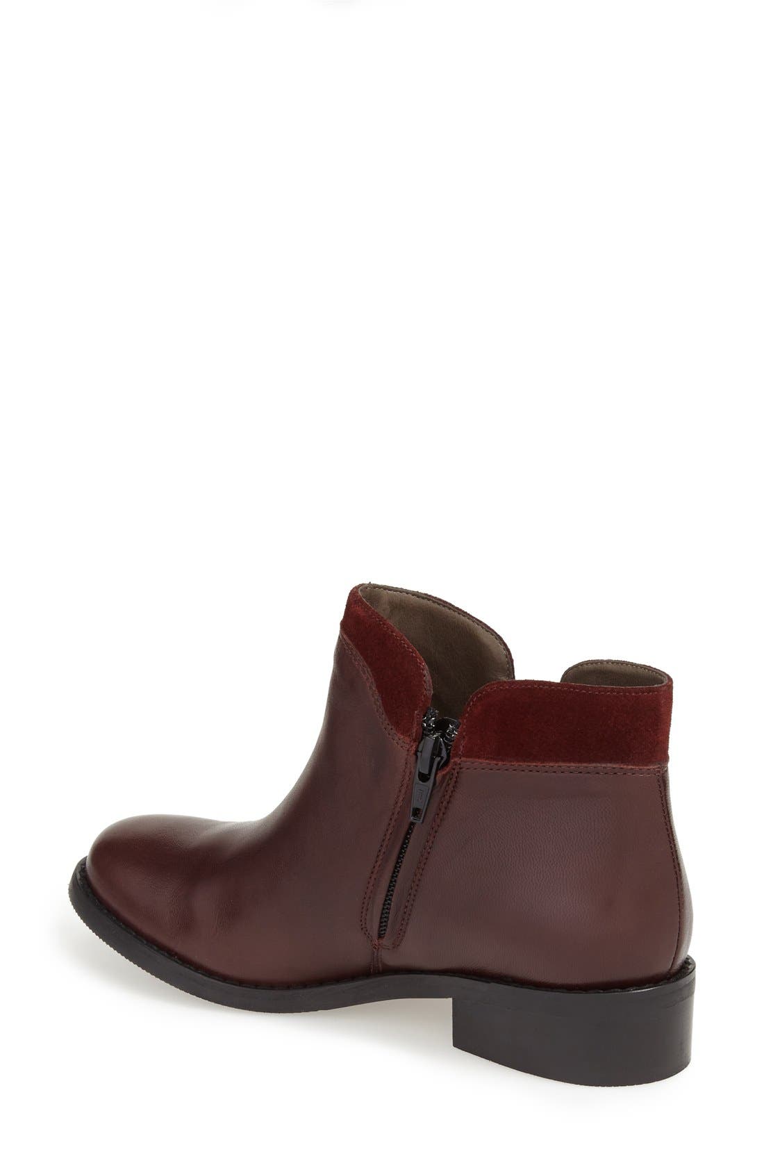 'Dot' Split Shaft Zip Bootie, Alternate, color, BORDEAUX LEATHER