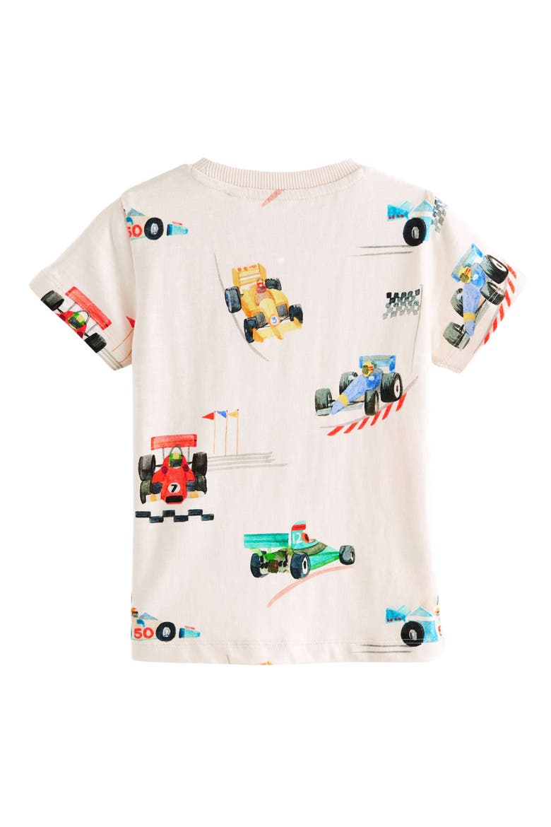 Kids' Race Car Print T-Shirt, Alternate, color, WHITE