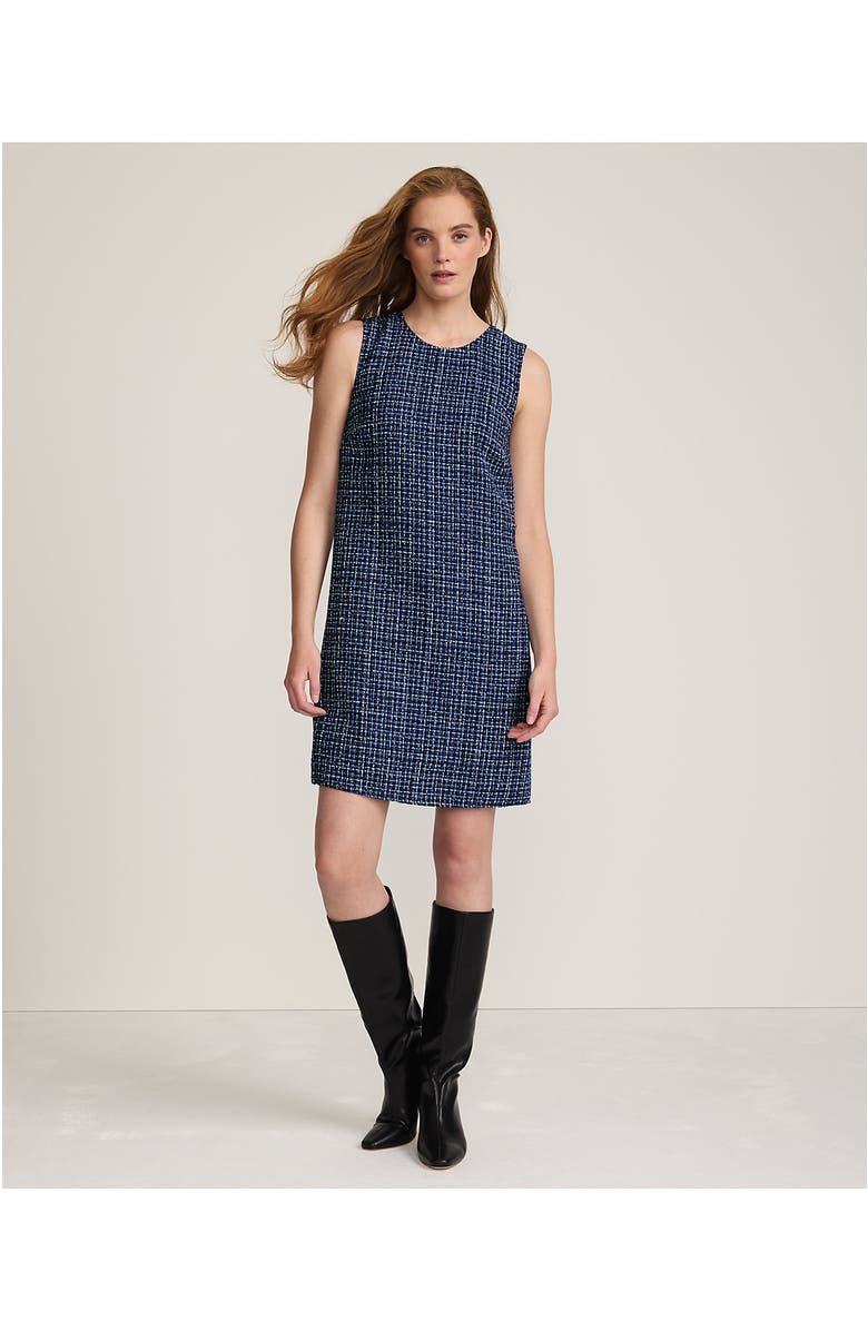 Lands' End Washable Tweed Sleeveless Above the Knee Dress, Alternate, color, Navy/Blue/Ivory Tweed